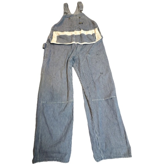 VTG 1950's OshKosh B'Gosh Railroad Stripe Overalls Toolbelt Union Made USA 44x32
